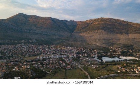 Aerial View A Small Mountain Town