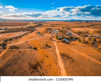 Aerial View Of A Small Town In Vast Plains Of South Australian Outback