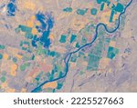 Aerial view of Snake River and rural area. Elements of this image furnished by NASA.