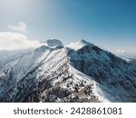 aerial view of snowy mountain olympus in greece