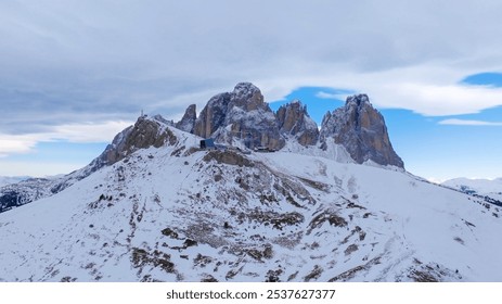 Aerial View of Snowy Mountain Peaks in Winter. - Powered by Shutterstock