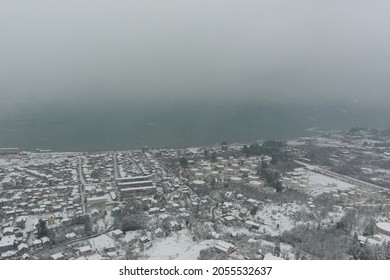 Aerial View Of The Snowy Mountain Village