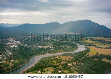 Aerial view of some beautiful landscape around Kalispell country side at Montana Stock fotó © 