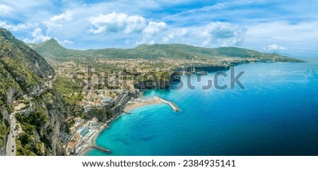 Aerial view of  Sorrento city, amalfi coast, Italy