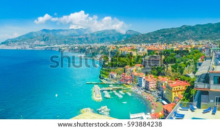 Aerial view of  Sorrento city, amalfi coast, Italy