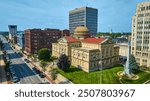 Aerial View of South Bend Courthouse and Downtown Skyline