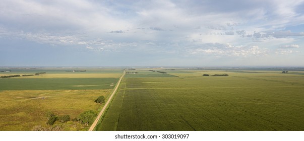 Aerial View Of South Dakota Farm Land.