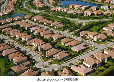 aerial view of south florida suburban residential area