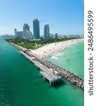 An aerial view of South Point Pier in South Beach, Miami Beach, Florida