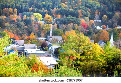Aerial view of South Royalton, Vermont in autumn time - Shutterstock ID 638793907