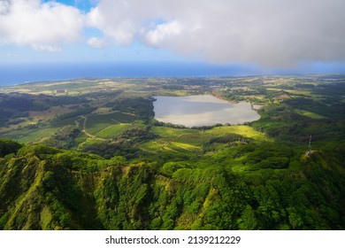 Aerial view of the south shore of Kauai island and Waita Reservoir, Hawaii, United States - Shutterstock ID 2139212229