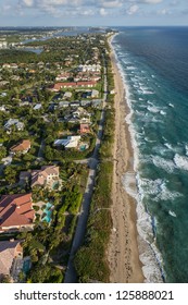 Aerial View Of Southeast Florida Atlantic Ocean Beach Winter 2013