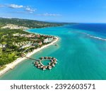 Aerial view of St. Elizabeth coastline by Sandals South Coast Hotel