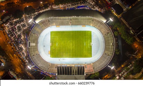 Aerial View Of Stadium At Night