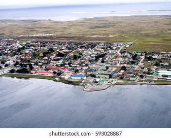 An aerial view of Stanley Falklands / Malvinas