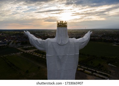 Aerial view of the statue of King Jesus Christ in Swiebodzin Poland