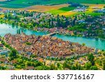 Aerial view of Stein am Rhein town in Switzerland
