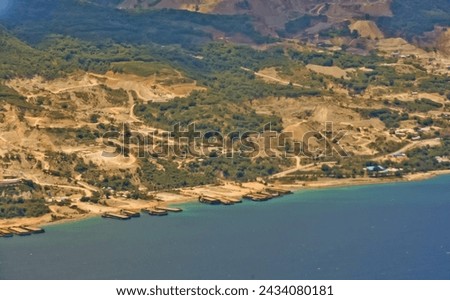 aerial view of stone mining on Palu Island