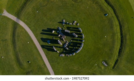 Aerial View Of Stonehenge Around Sunrise