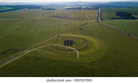 Aerial View Of Stonehenge Around Sunrise