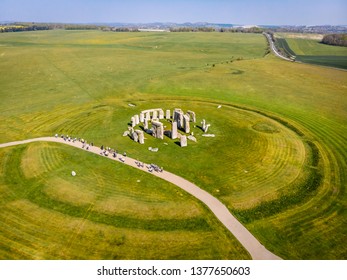 Aerial View Of Stonehenge In Summer, England