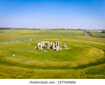 Aerial View Of Stonehenge In Summer, England