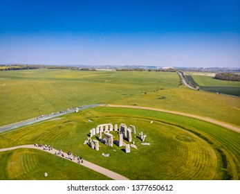 Aerial View Of Stonehenge In Summer, England