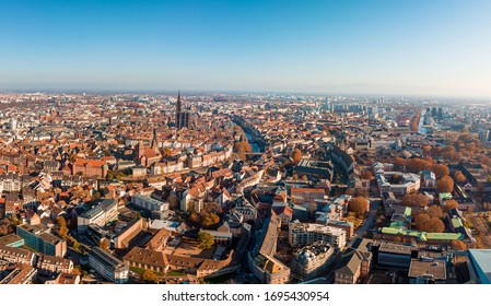 Aerial View Of Strasbourg On A Sunny Day