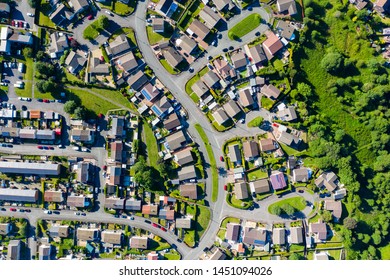 Aerial View Of Streets And Houses In The Welsh Town Of Ebbw Vale (UK)