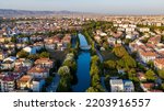 Aerial view of Eskişehir,TURKEY.River and streets in Eskişehir.Aerial photo.