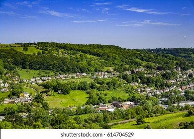 Aerial View Of Stroud Village / Town Gloucestershire Cotswolds England Uk