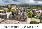 Aerial view of stunning Monastery of Batalha, Leiria, Portugal, UNESCO World Heritage Site