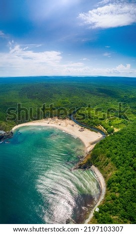 Aerial view of a stunning seacoast and Silistar beach in Bulgaria	
