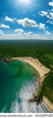 Aerial view of a stunning seacoast and Silistar beach in Bulgaria	
