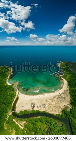 Aerial view of a stunning seacoast and Silistar beach in Bulgaria	
