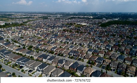 Aerial View Of Subdivision Homes In Vaughan Ontario