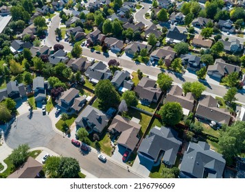 Aerial View Of Suburban America During Spring Time