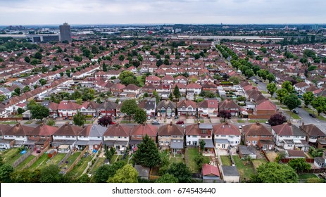 Aerial View Of Suburban Areas In North London (Wembley)