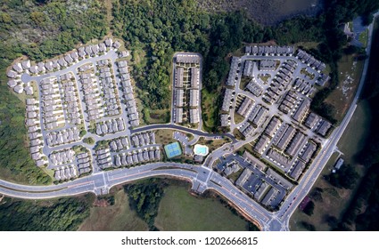 Aerial View Of Suburban Condo In Downtown Alpharetta Georgia