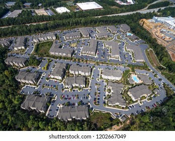 Aerial View Of Suburban Condo In Downtown Alpharetta Georgia