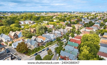 Aerial View of Suburban Milwaukee Neighborhood with Lush Greenery