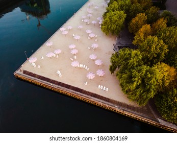 Aerial View Of Sugar Beach In Toronto