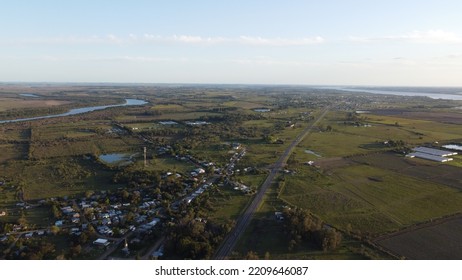 Aerial View Of Sugar Cane Plantations On The Shores Of The Uruguay River