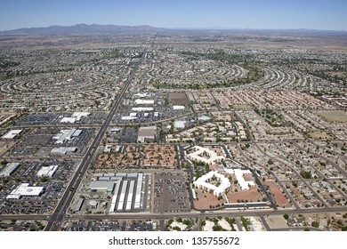 Aerial View Of Sun City, Arizona Looking To The West From Peoria, Arizona