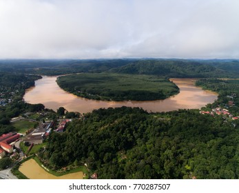 Aerial View Of Sungai Kelantan River. Located In Kuala Krai, Kelantan, Malaysia