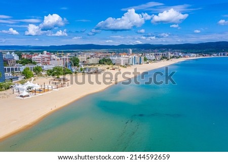 Aerial view of Sunny beach - a popular holiday resort in Bulgaria