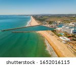 Aerial view of sunny Vilamoura, Quarteira in full sun of southern Portugal