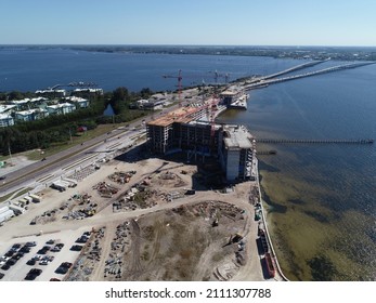 Aerial View Of Sunseekers Resort Construction Cranes  4949 Tamiami Trail, Port Charlotte, FL 33980 January 21st 20222.