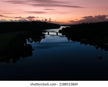 Aerial View Of Sunset At Loch Ken 