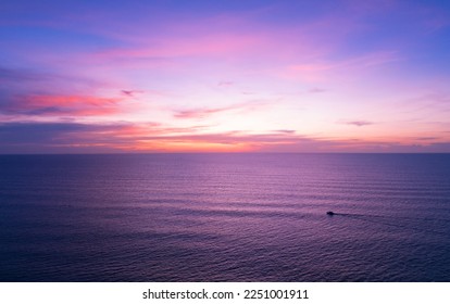 Aerial view sunset sky, Nature beautiful Light Sunset or sunrise over sea, Colorful dramatic majestic scenery Sky with Amazing clouds and waves in sunset sky purple light cloud background - Shutterstock ID 2251001911